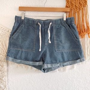BDG Striped Cuff Hem Drawstring Waist Shorts
